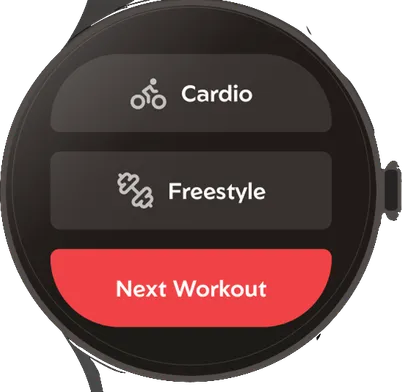 Watch: start a workout — Cardio, Freestyle or Next Workout