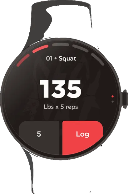 Watch: 135 lbs by 5 reps, Log